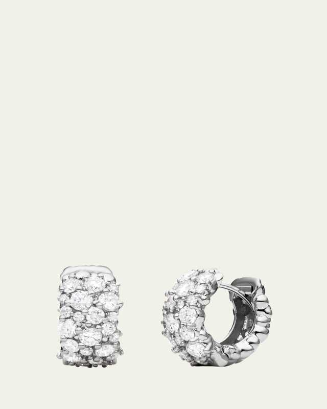 18K White Gold Large White Diamond Confetti Hoop Earrings